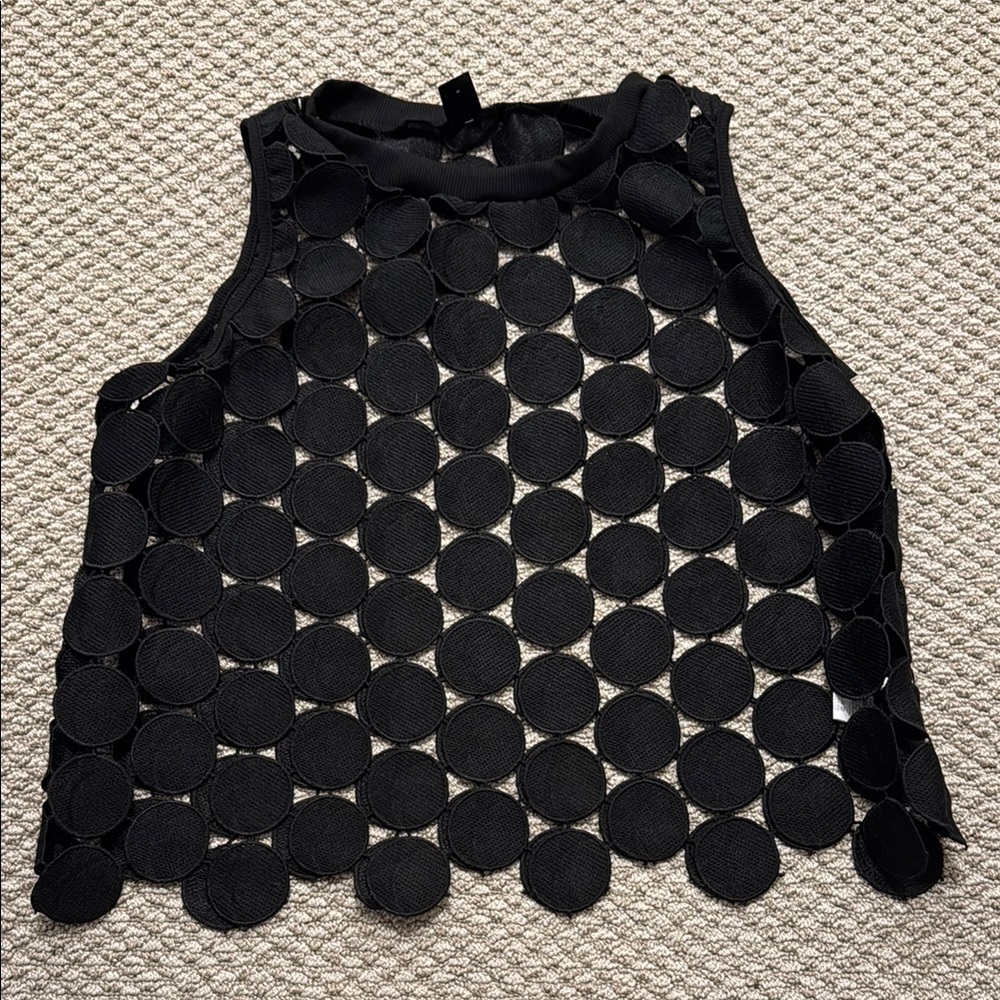 Black Graphic Cut Out Tank Top